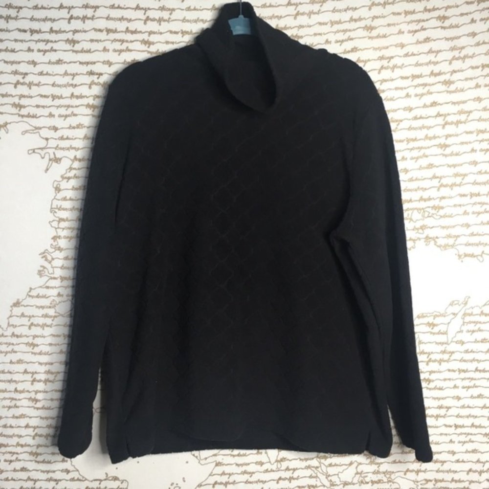 Croft & Barrow Size XL Black Fleece Long Mock Neck Layering Top